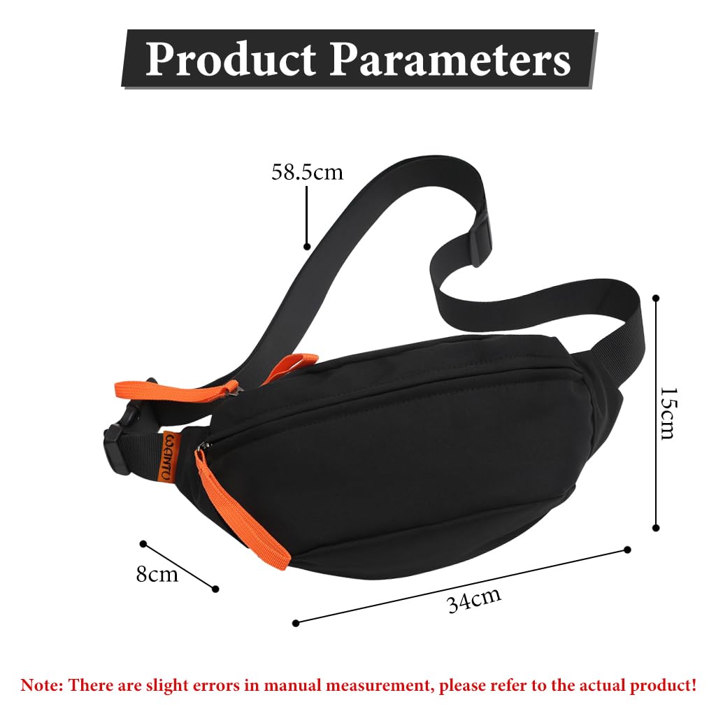 GUSTAVE Waist Bags for Men Women, Fanny Pack Cross Body Nylon Waist Pouch for Men with Quick Release Adjustable Strap for Commuting, Travel, Outdoor Activities, Cycling(Black) GUSTAVE Waist Bags for Men Women, Fanny Pack Cross Body Nylon Waist Pouch for Men with Quick Release Adjustable Strap for Commuting, Travel, Outdoor Activities, Cycling(Black)